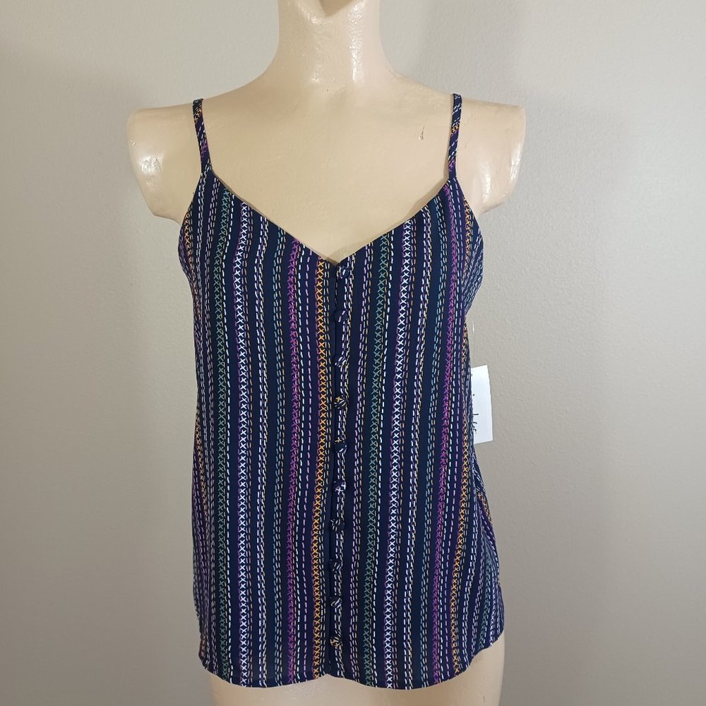 New w Tag Maison Jules Navy Blue Stripe Buttons Top S for Macy's Nordstrom